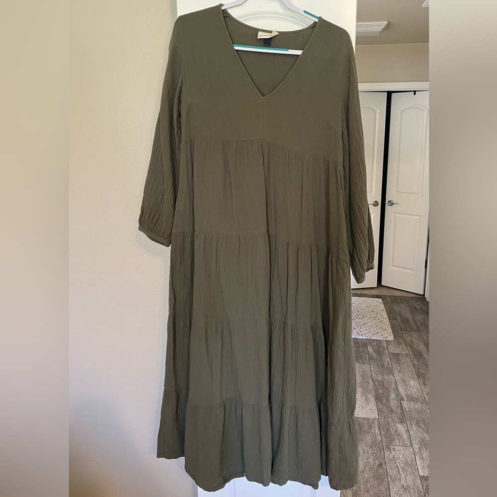 Universal Thread Tiered Maxi Dress in Olive Green
